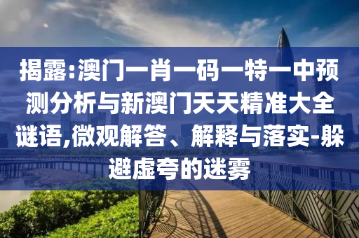 揭露:澳門一肖一碼一特一中預(yù)測分析與新澳門天天精準(zhǔn)大全謎語,微觀解答、解釋與落實-躲避虛夸的迷霧