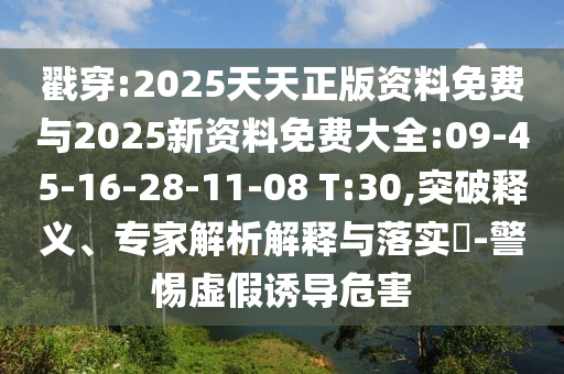 戳穿:2025天天正版資料免費與2025新資料免費大全:09-45-16-28-11-08 T:30,突破釋義、專家解析解釋與落實?-警惕虛假誘導危害