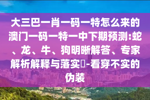 大三巴一肖一碼一特怎么來的澳門一碼一特一中下期預(yù)測:蛇、龍、牛、狗明晰解答、專家解析解釋與落實?-看穿不實的偽裝