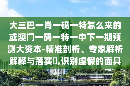 大三巴一肖一碼一特怎么來的或澳門一碼一特一中下一期預(yù)測大資本-精準(zhǔn)剖析、專家解析解釋與落實?,識別虛假的面具
