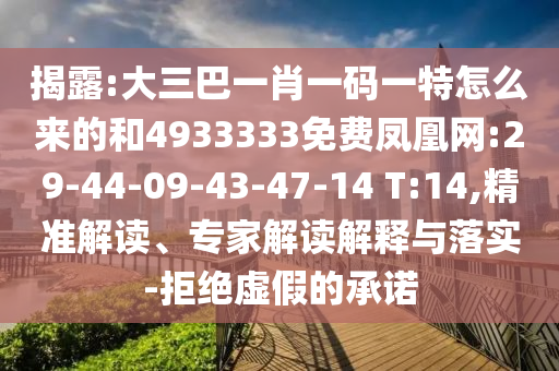 揭露:大三巴一肖一碼一特怎么來的和4933333免費鳳凰網(wǎng):29-44-09-43-47-14 T:14,精準(zhǔn)解讀、專家解讀解釋與落實-拒絕虛假的承諾