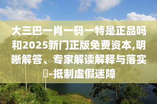 大三巴一肖一碼一特是正品嗎和2025新門正版免費資本,明晰解答、專家解讀解釋與落實?-抵制虛假迷障
