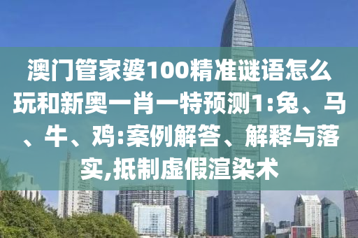 澳門管家婆100精準(zhǔn)謎語怎么玩和新奧一肖一特預(yù)測1:兔、馬、牛、雞:案例解答、解釋與落實(shí),抵制虛假渲染術(shù)