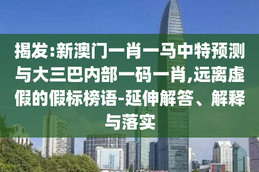 揭發(fā):新澳門一肖一馬中特預(yù)測與大三巴內(nèi)部一碼一肖,遠(yuǎn)離虛假的假標(biāo)榜語-延伸解答、解釋與落實