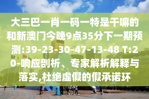 大三巴一肖一碼一特是干嘛的和新澳門(mén)今晚9點(diǎn)35分下一期預(yù)測(cè):39-23-30-47-13-48 T:20-響應(yīng)剖析、專家解析解釋與落實(shí),杜絕虛假的假承諾環(huán)