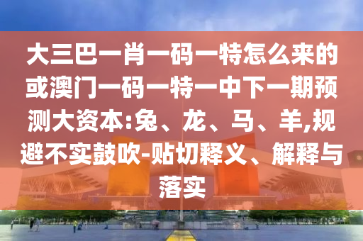 大三巴一肖一碼一特怎么來(lái)的或澳門一碼一特一中下一期預(yù)測(cè)大資本:兔、龍、馬、羊,規(guī)避不實(shí)鼓吹-貼切釋義、解釋與落實(shí)