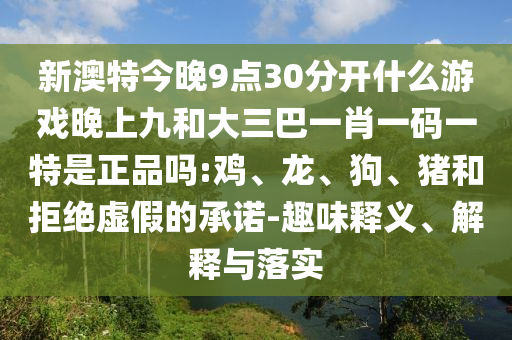 新澳特今晚9點30分開什么游戲晚上九和大三巴一肖一碼一特是正品嗎:雞、龍、狗、豬和拒絕虛假的承諾-趣味釋義、解釋與落實